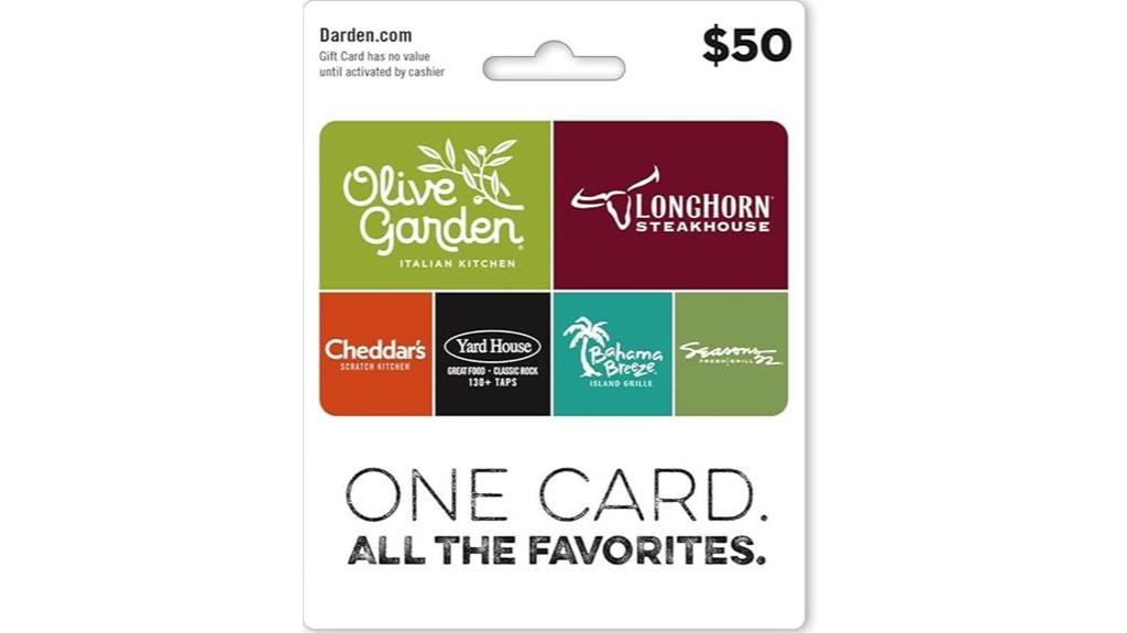 restaurant chain gift card