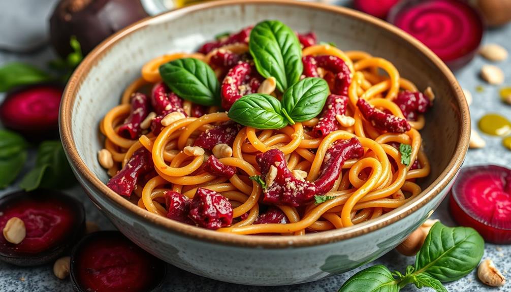 vibrant beetroot pesto dish