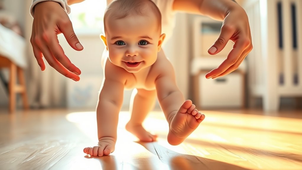 baby crawling and standing