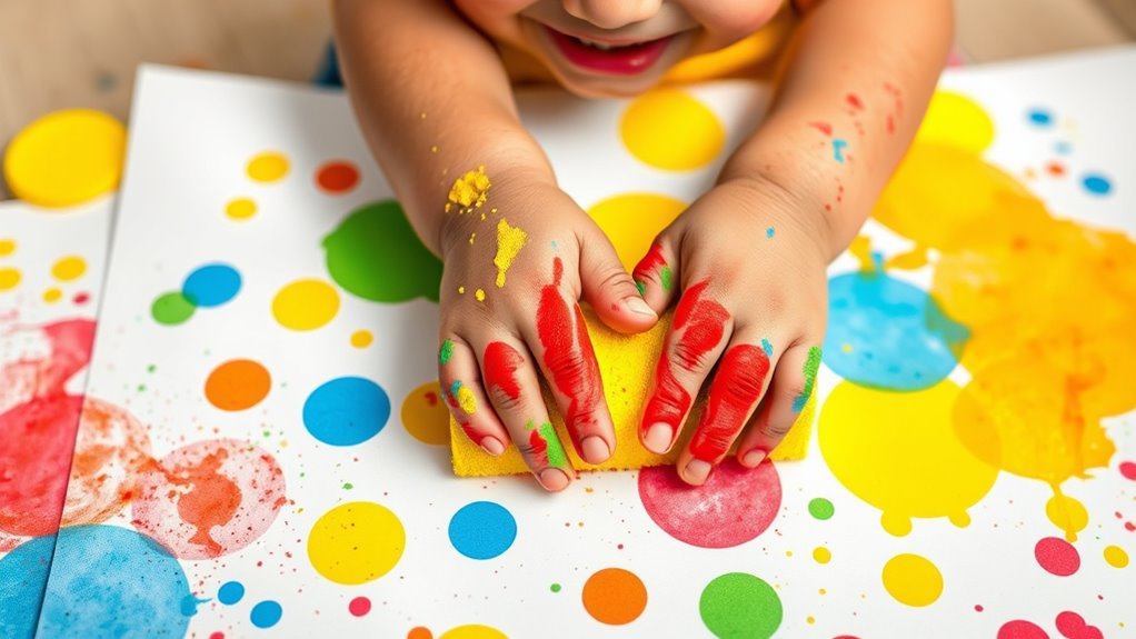 bright colorful sponge painting