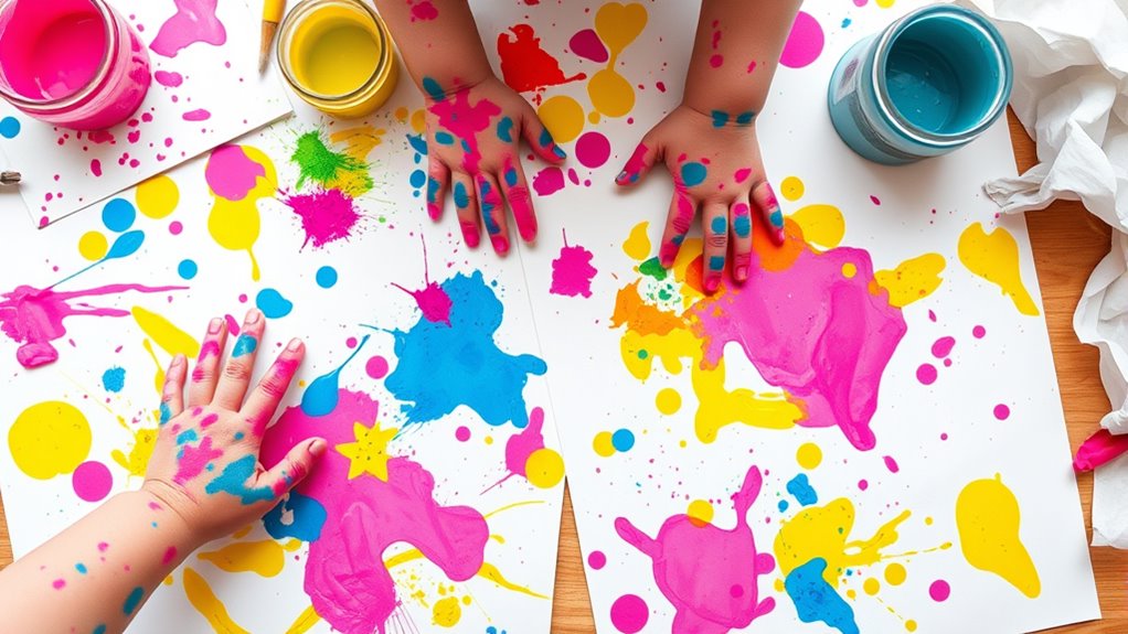 creative messy finger painting
