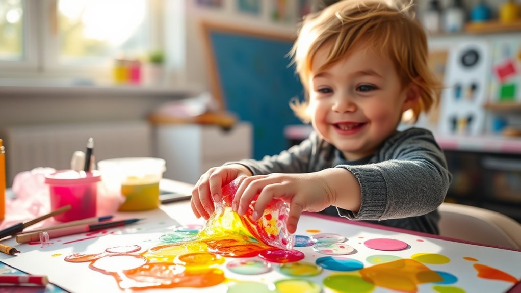 toddler bubble wrap art