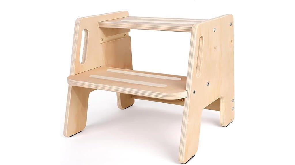 adjustable wooden toddler stool