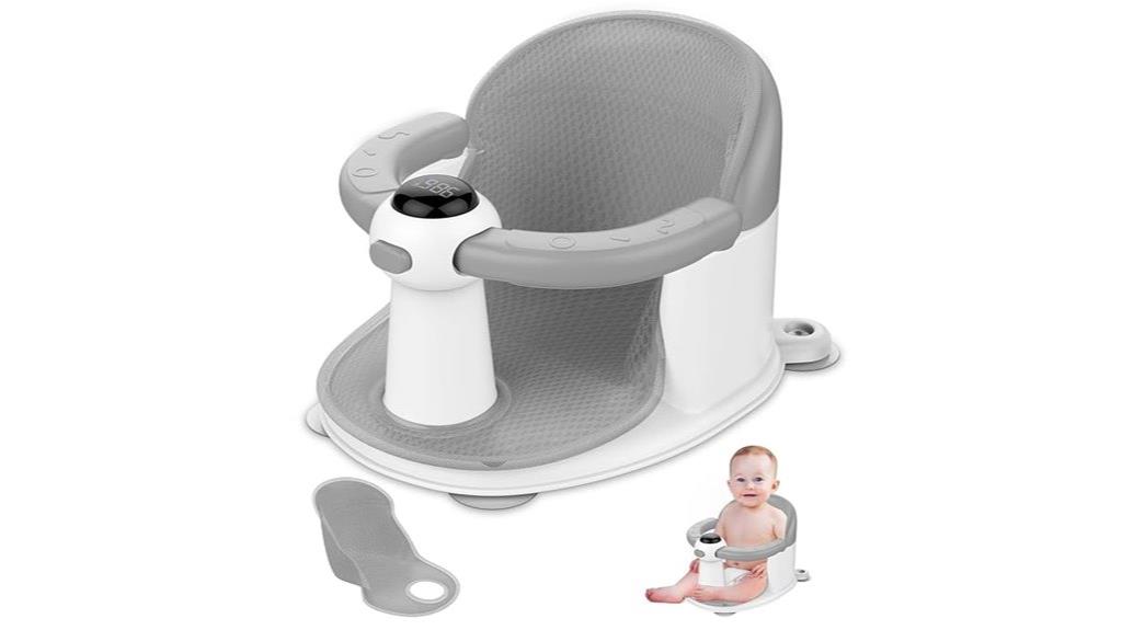 baby bath seat with temperature display