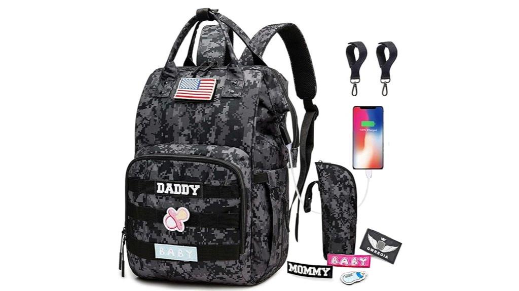 camouflage diaper backpack with usb