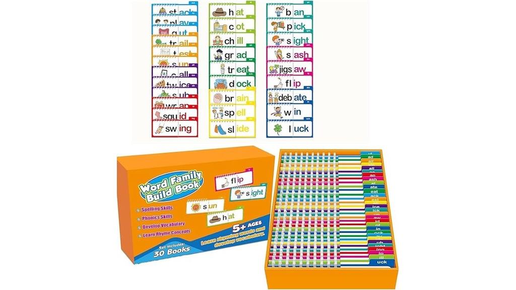 educational flash card set for word families
