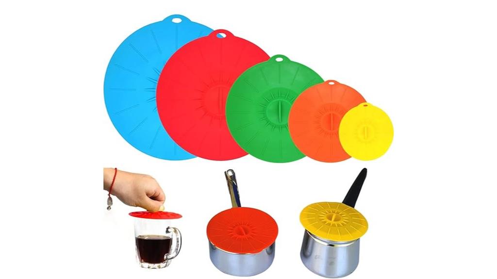 five silicone pot lids