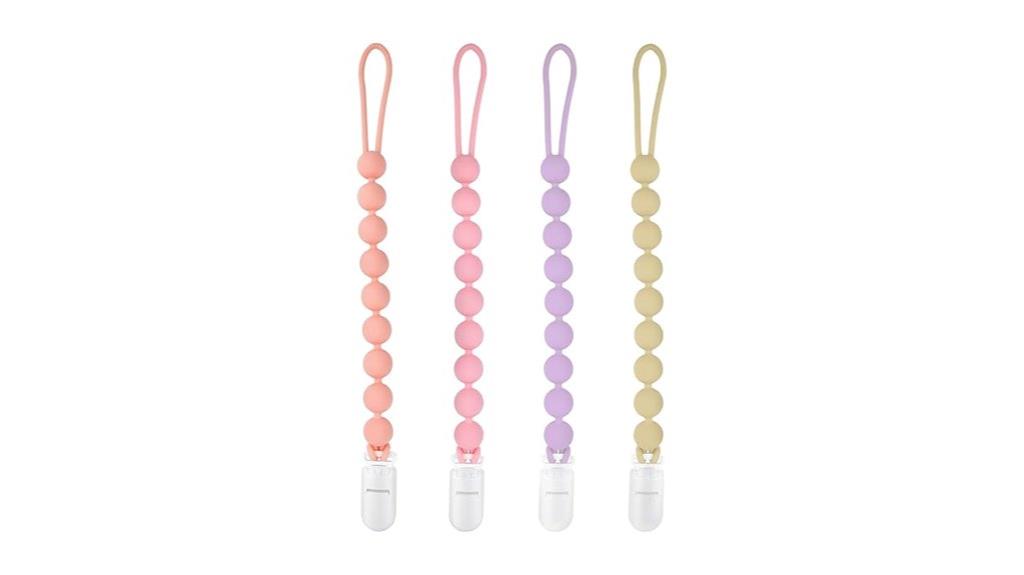 four pack silicone pacifier clips