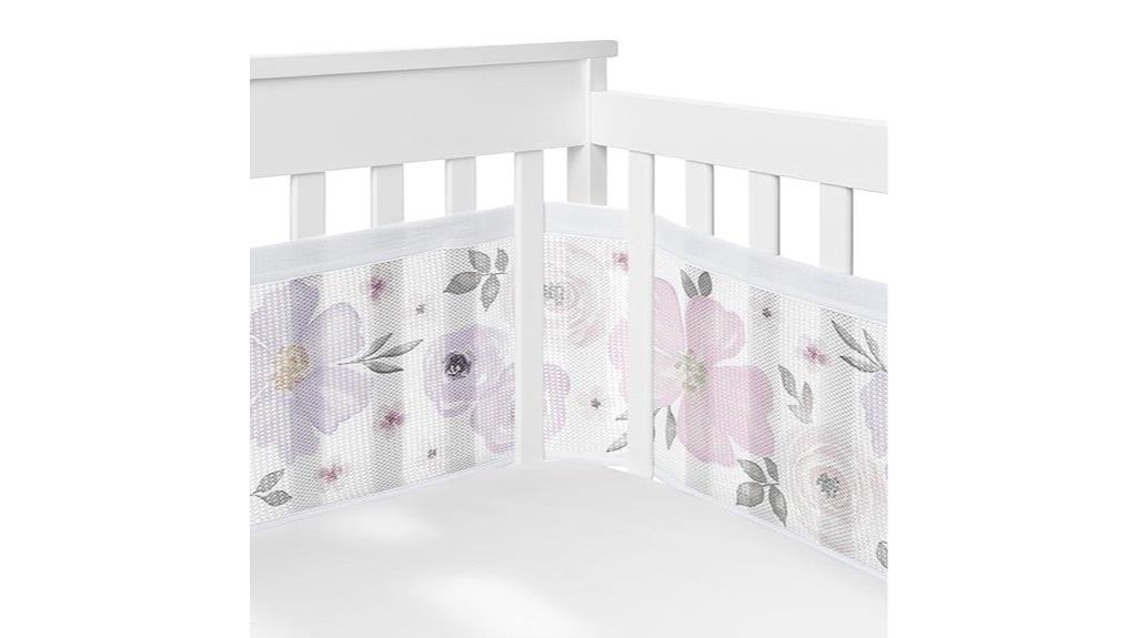 lavender floral mesh crib