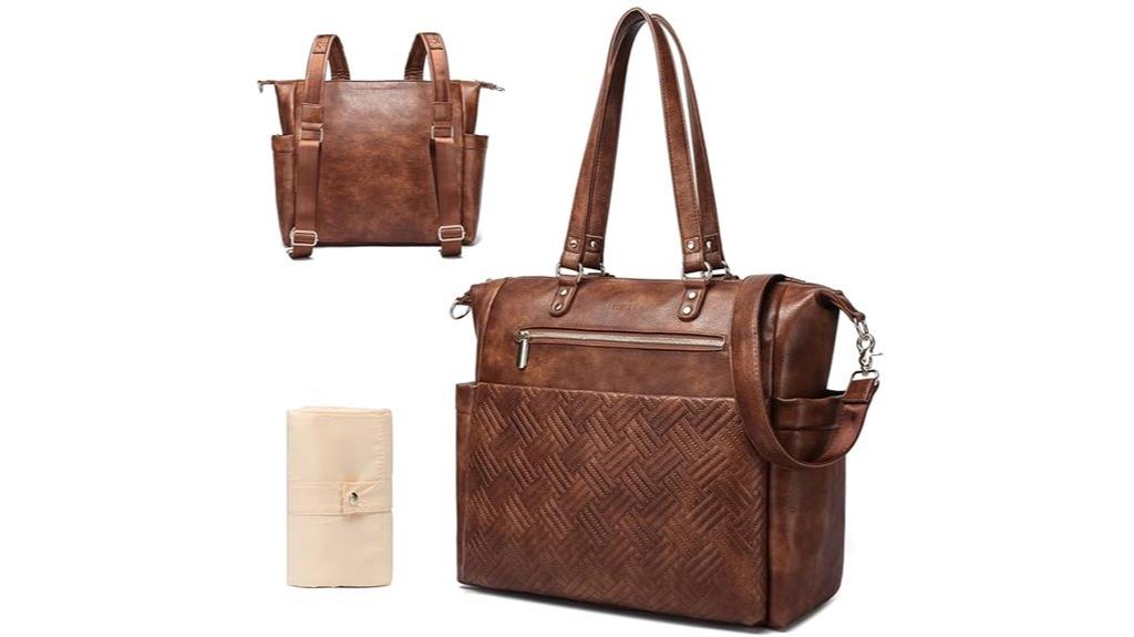 leather diaper bag with changing pad