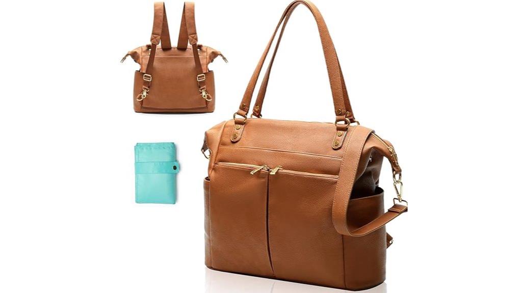 leather diaper tote with pockets