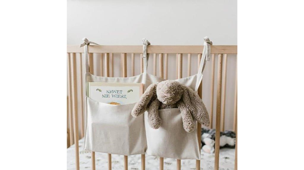 linen baby bedside organizer