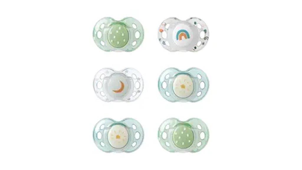 nighttime pacifiers pack of six