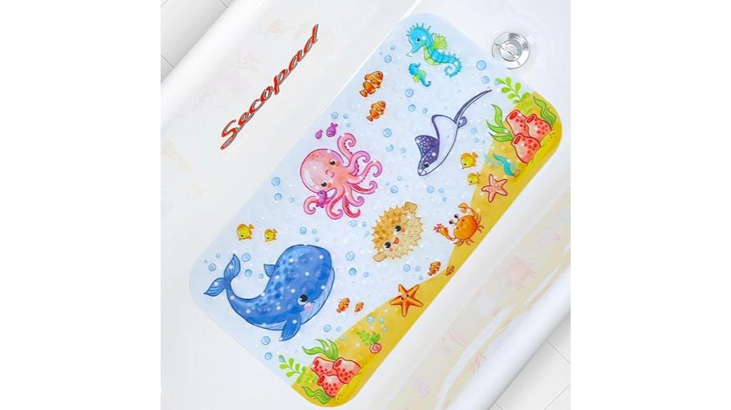 pink octopus kids bath mat