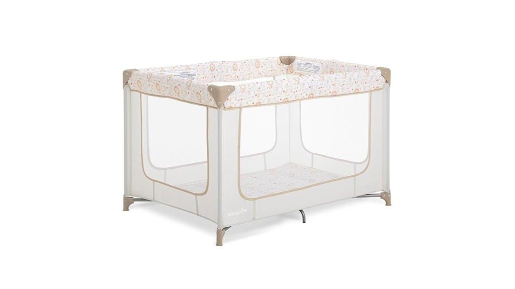 portable beige playard with bag
