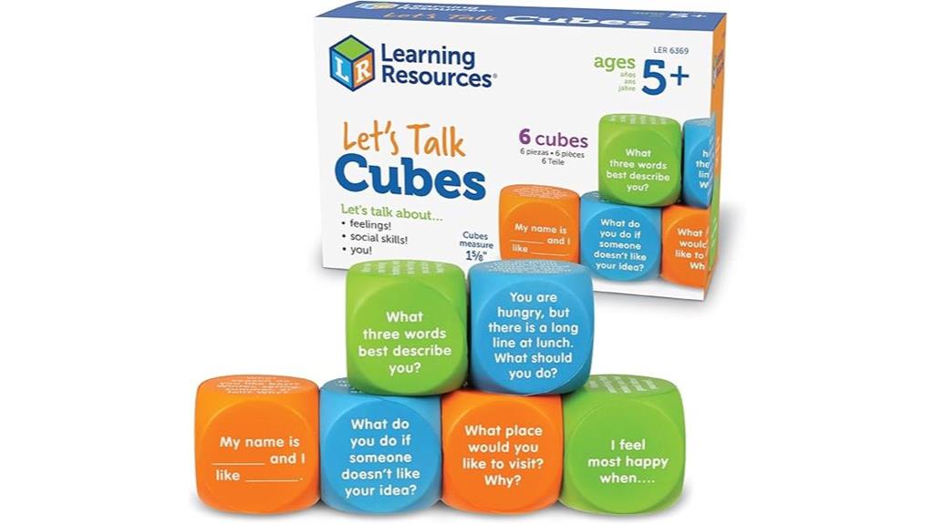 six cubes with prompts
