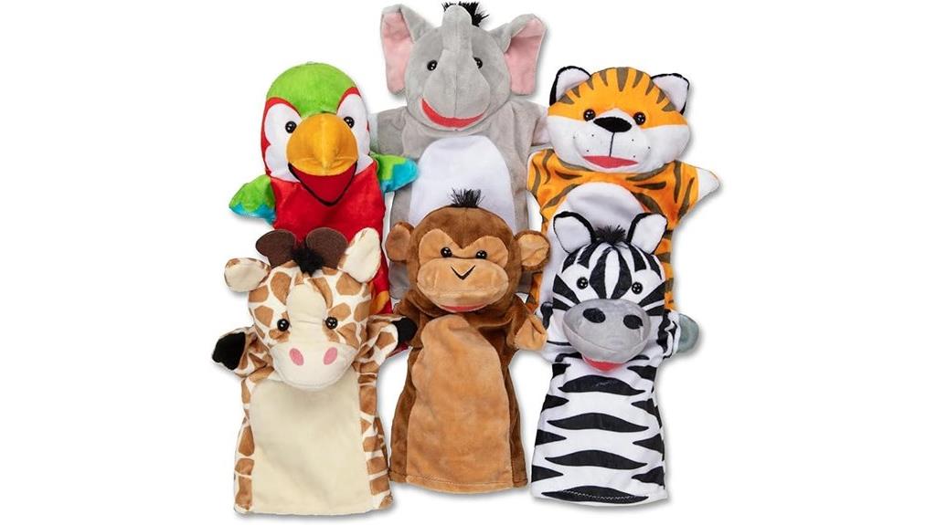 six safari hand puppets