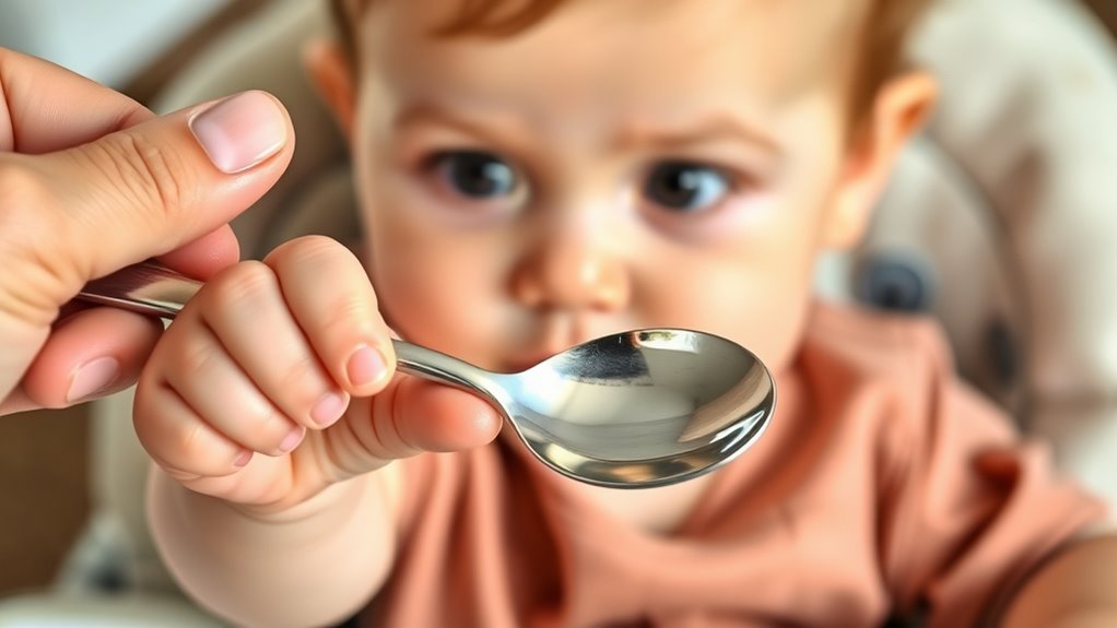 teaching baby spoon skills