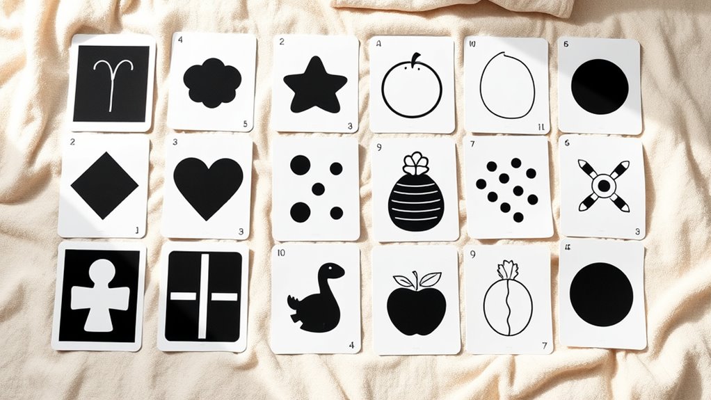top black and white flash cards