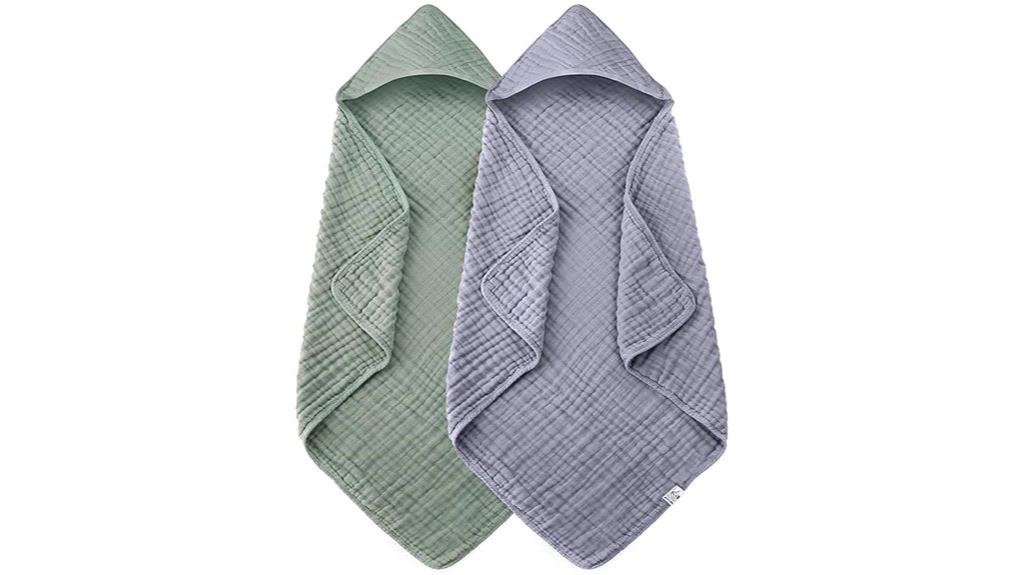 two pack muslin hooded towels