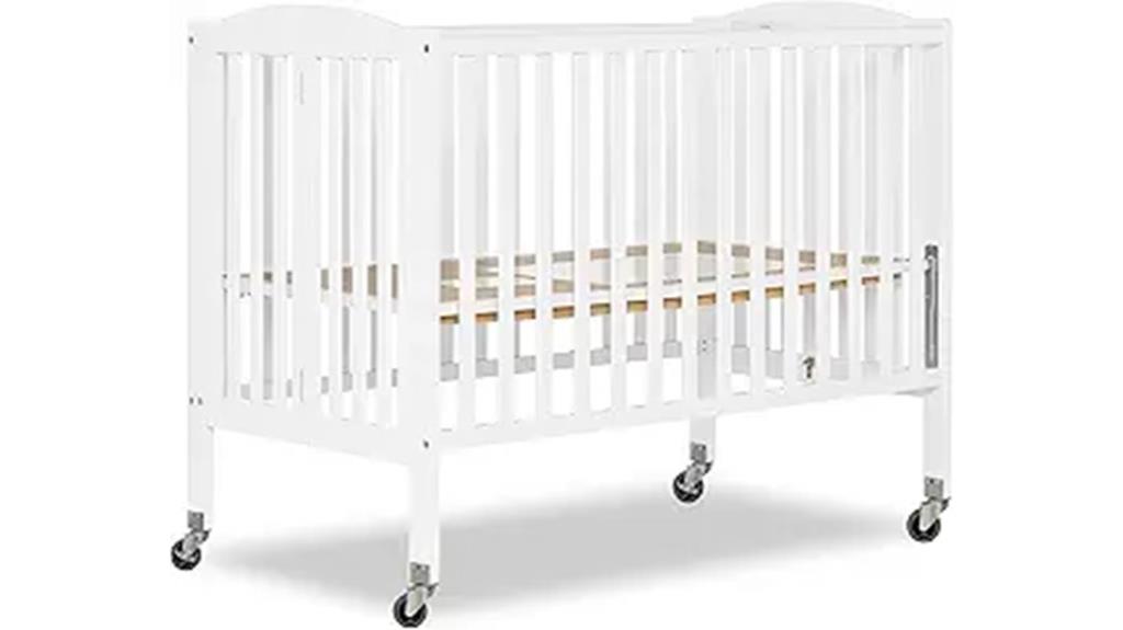 white folding full crib