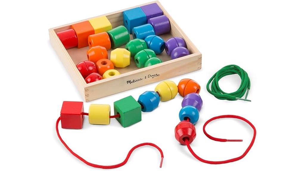 wooden beads lacing toy