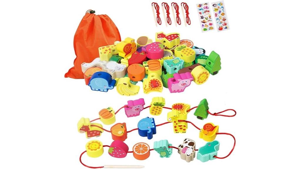 wooden beads lacing toy
