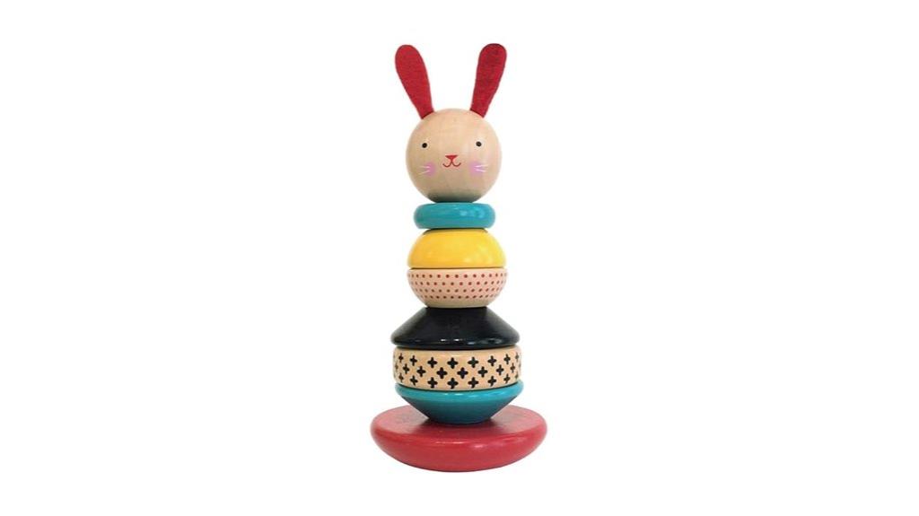 wooden bunny stacking toy
