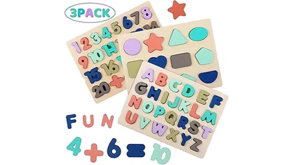wooden educational puzzle set