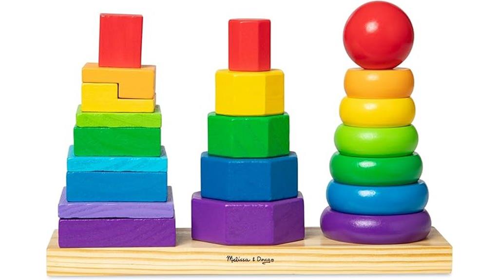 wooden geometric shape stacker