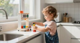 toddler focus at counter